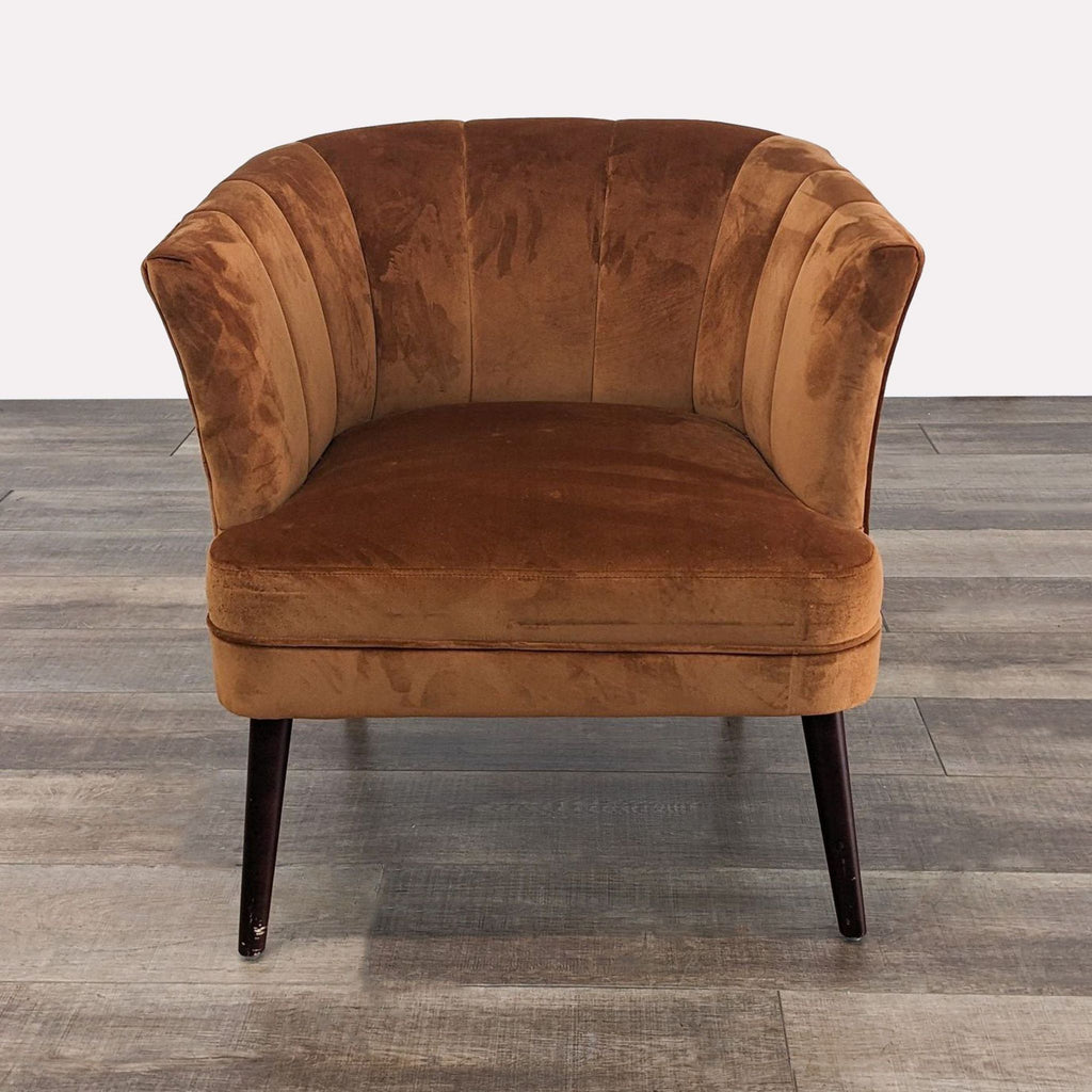 World Market Rust Velvet Mid-Century Lounge Chair