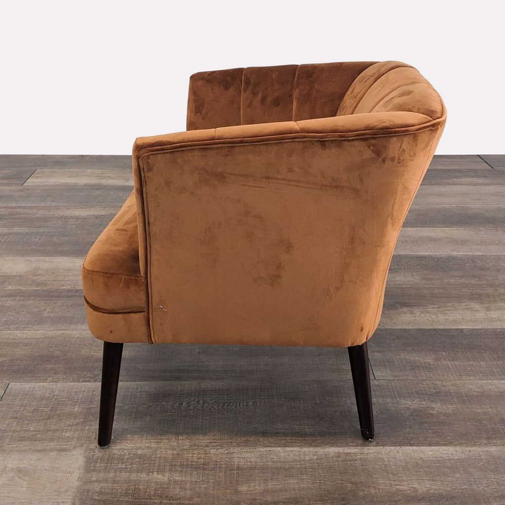 World Market Rust Velvet Mid-Century Lounge Chair