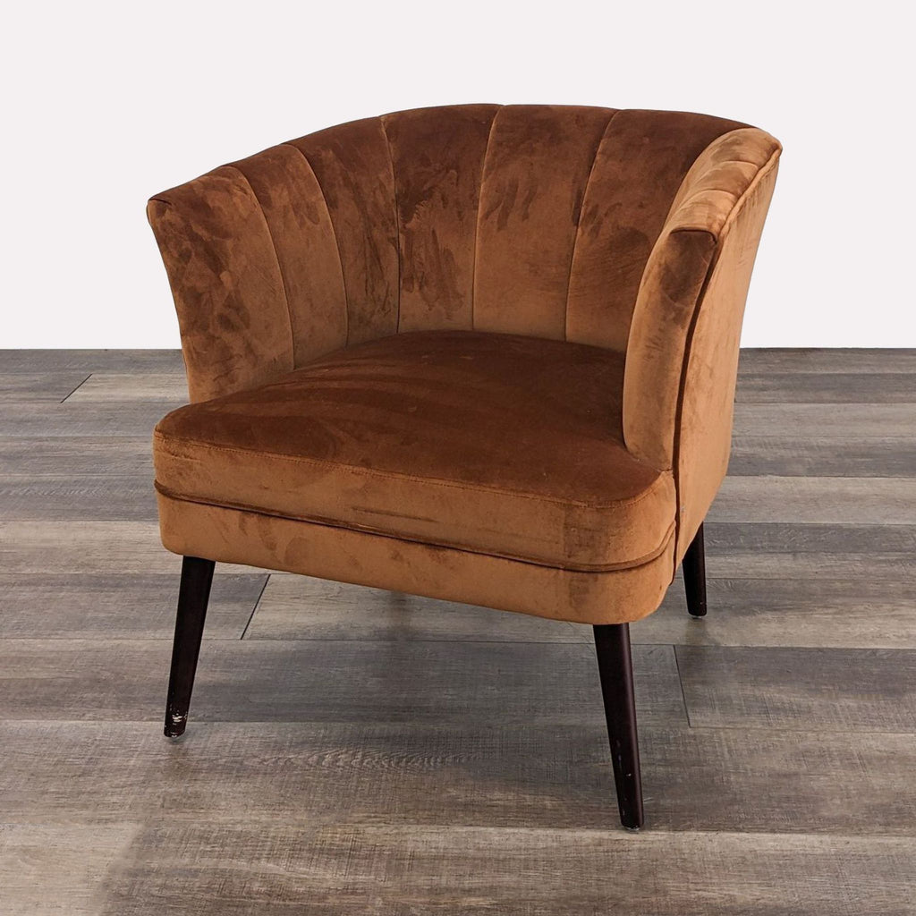 World Market Rust Velvet Mid-Century Lounge Chair