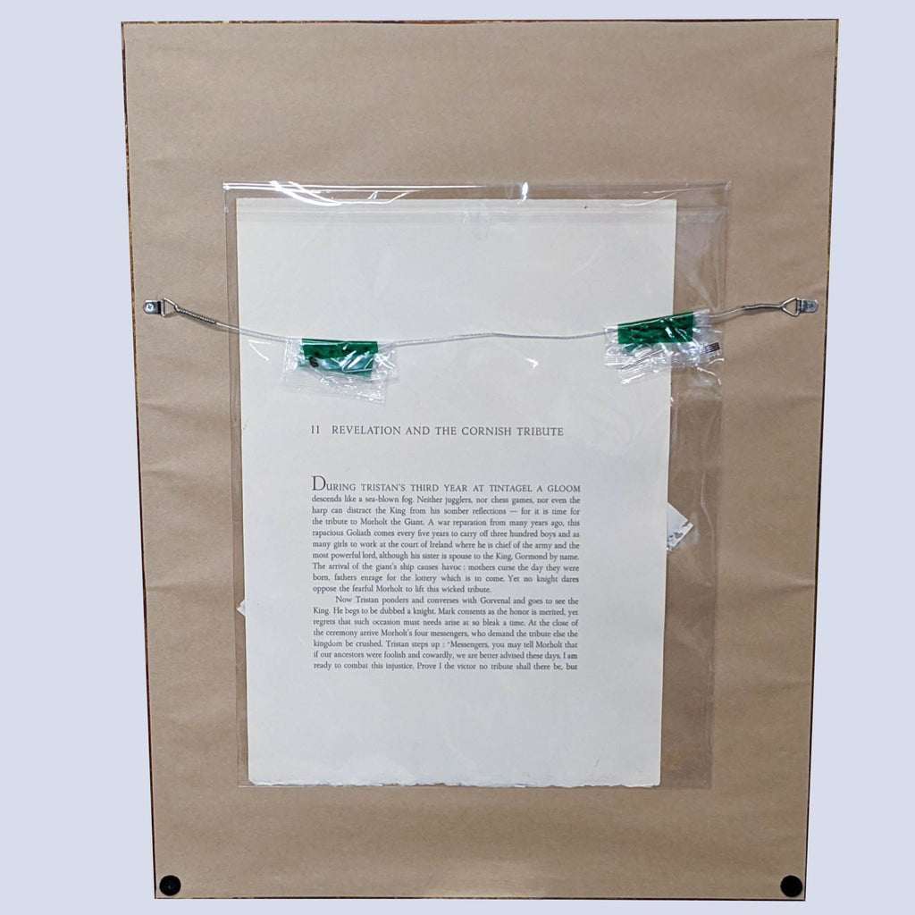 2. Back of framed Dali artwork with an attached descriptive page titled "Revelation And The Cornish Tribute".