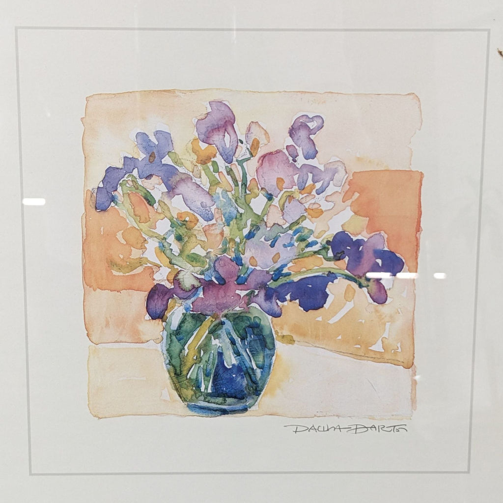 a watercolor painting of a vase of flowers