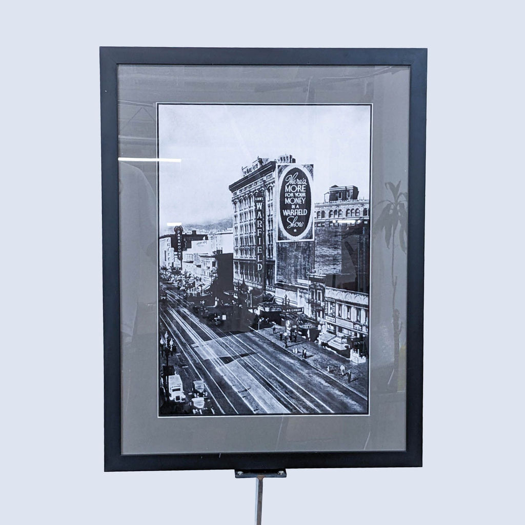Vintage framed photo showing bustling Market St at 7th, a historic scene from San Francisco.
