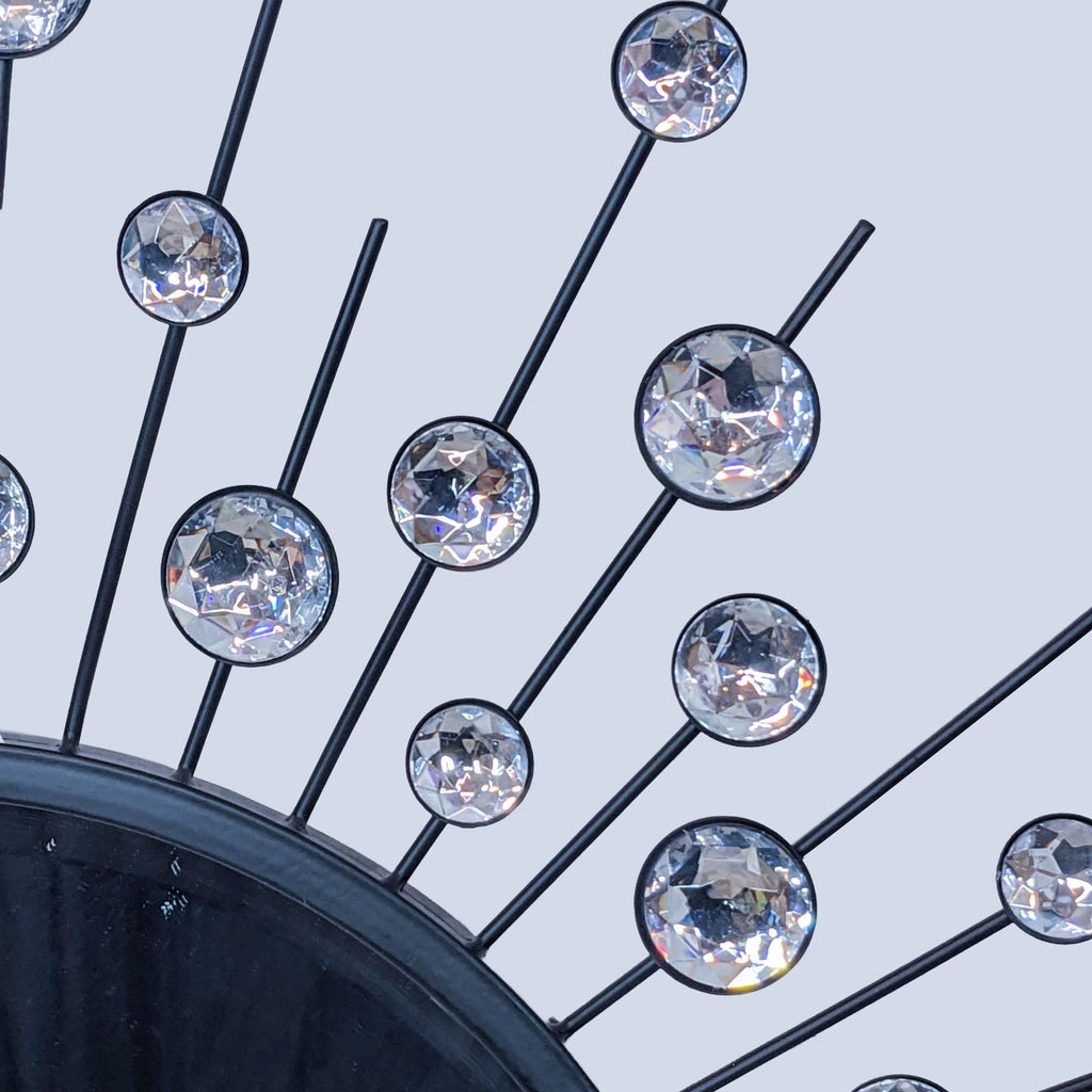 a close up of a metal sculpture with a bunch of lights hanging from it.