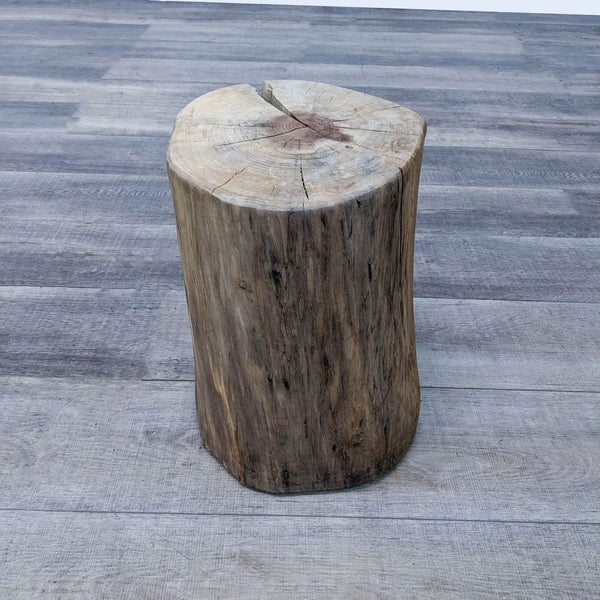 a rustic log stump with a natural look.