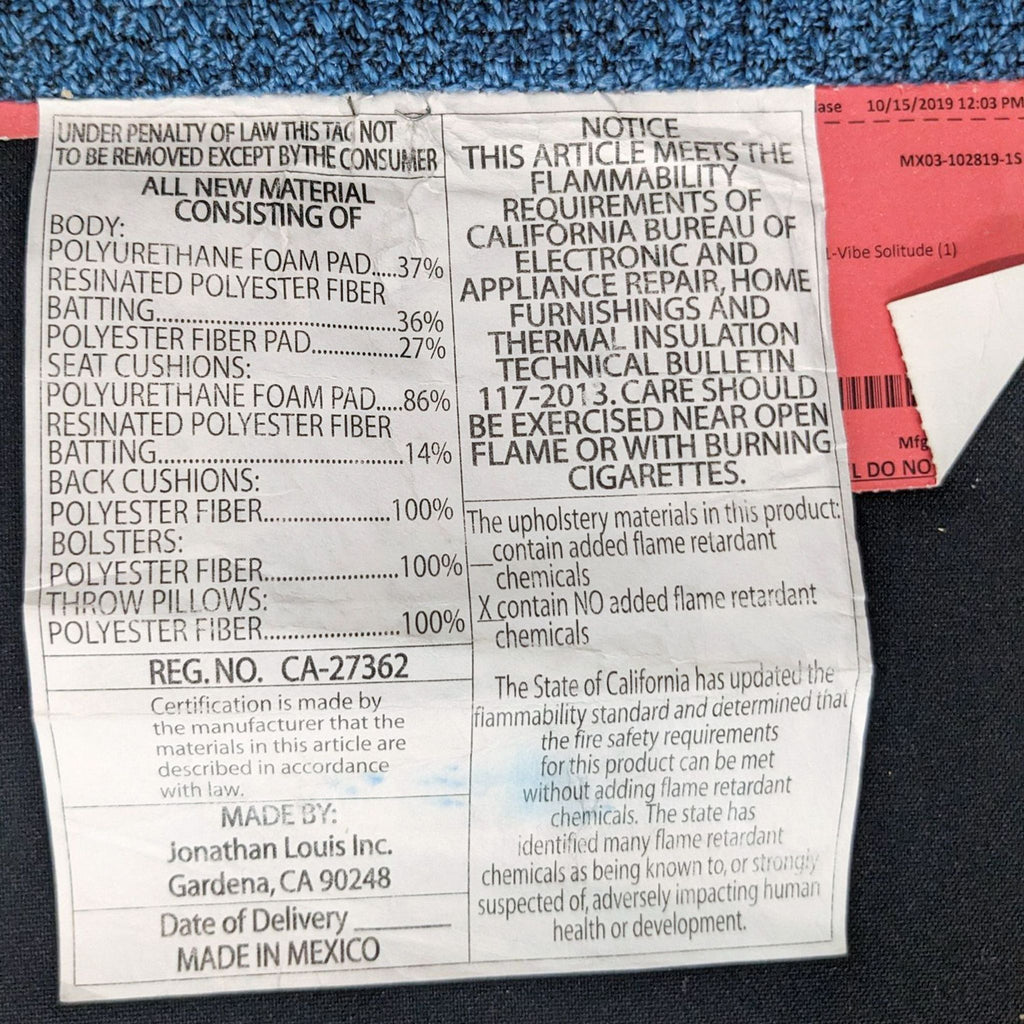 a paper with a label on it