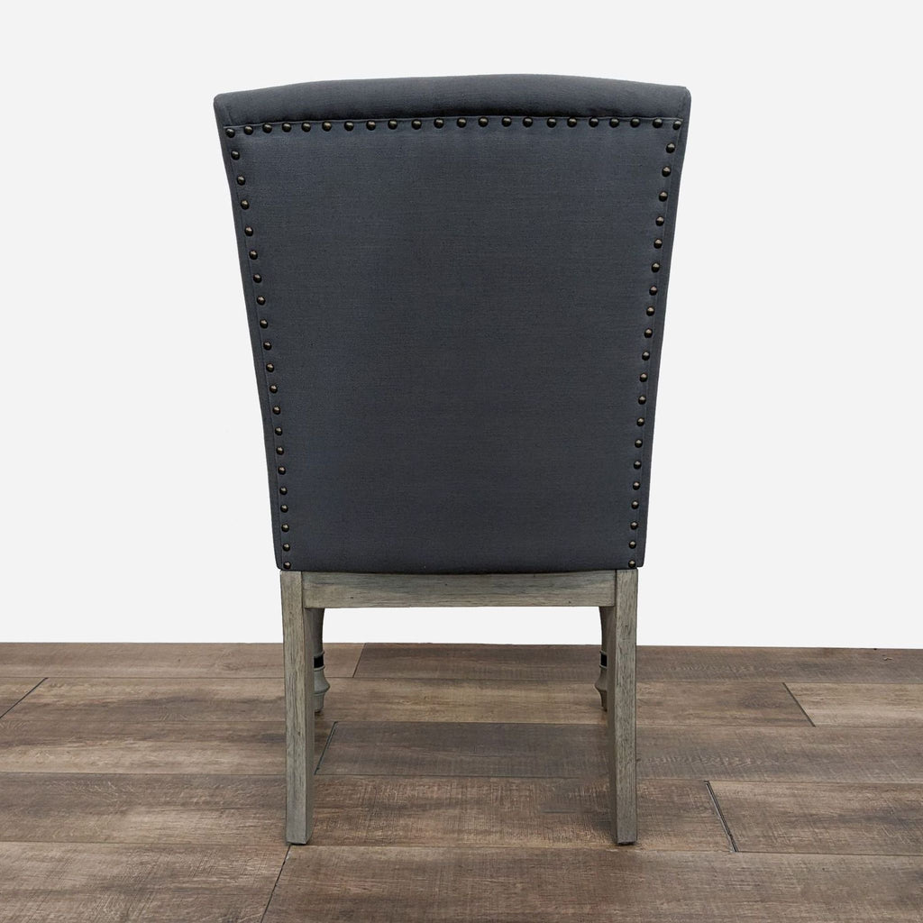 Set of 4 Gray Upholstered Dining Chairs with Distressed Wood Legs