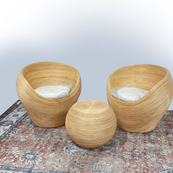 a set of three bamboo bowls