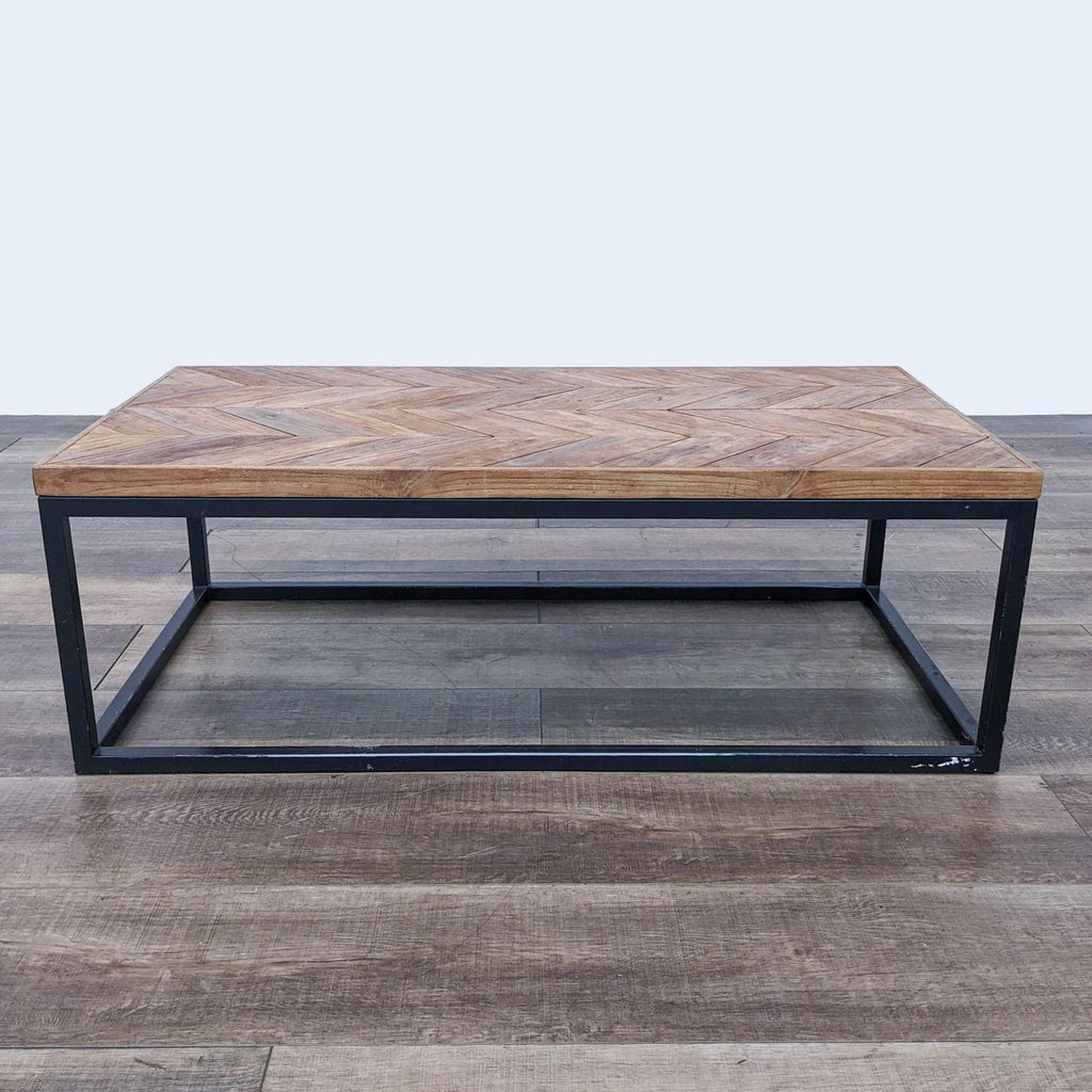 coffee table with a metal frame and a metal frame.