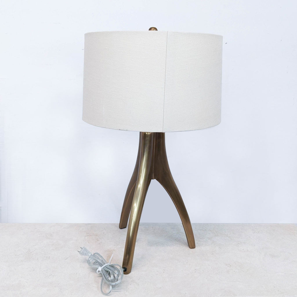 Crate and Barrel Mid Century Style Brass Base Cleo Table Lamp