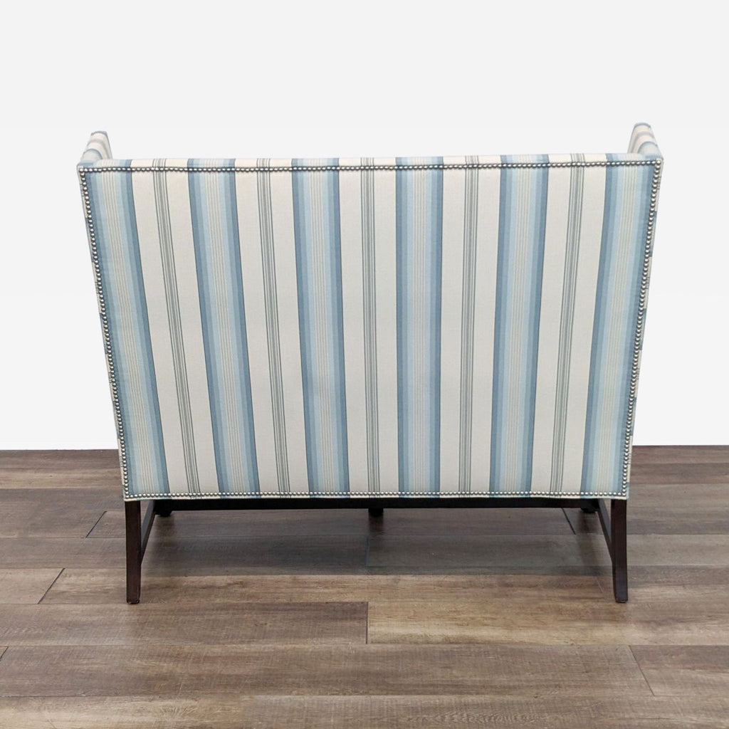 Hickory Chair Settee with Blue and White Stripes