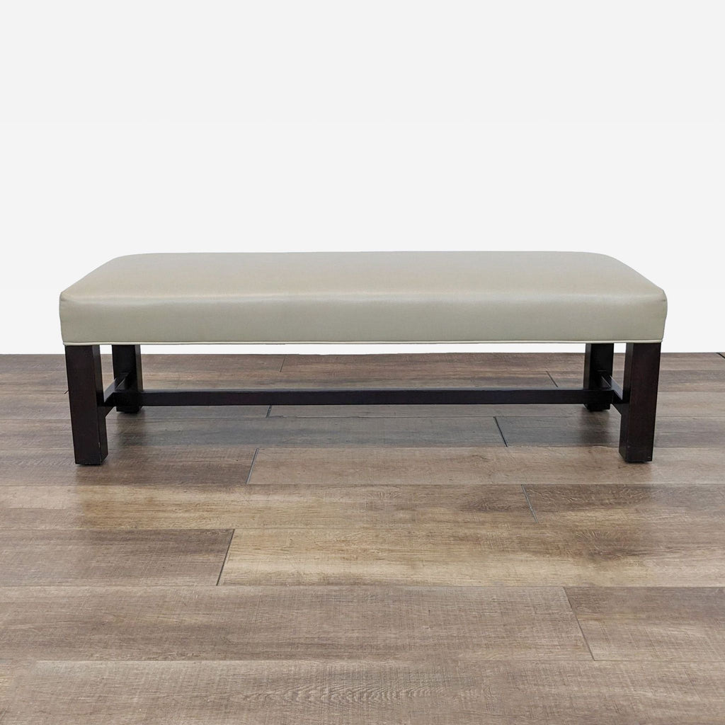 Custom Made Leather Top Dining Bench Or Ottoman