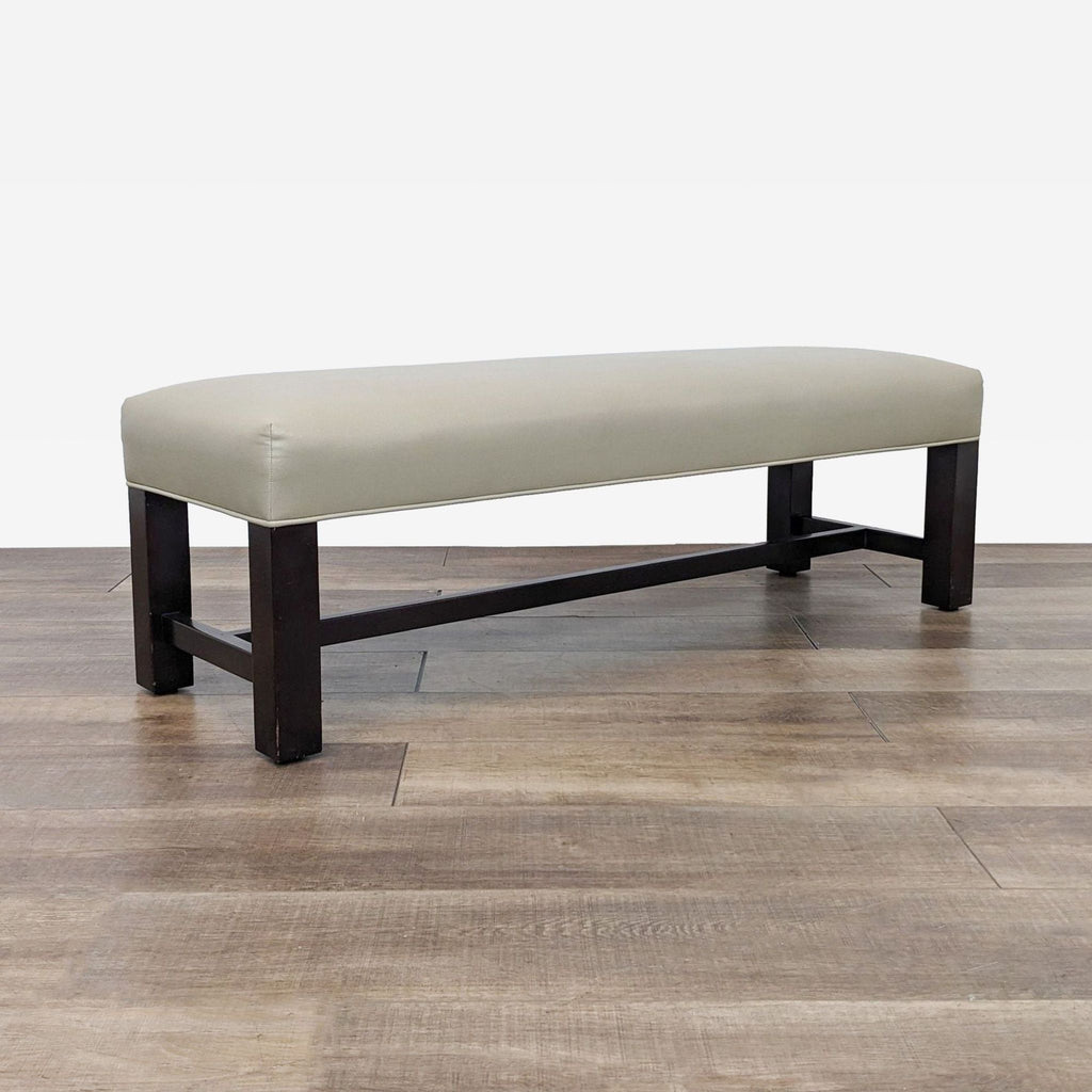 Custom Made Leather Top Dining Bench Or Ottoman