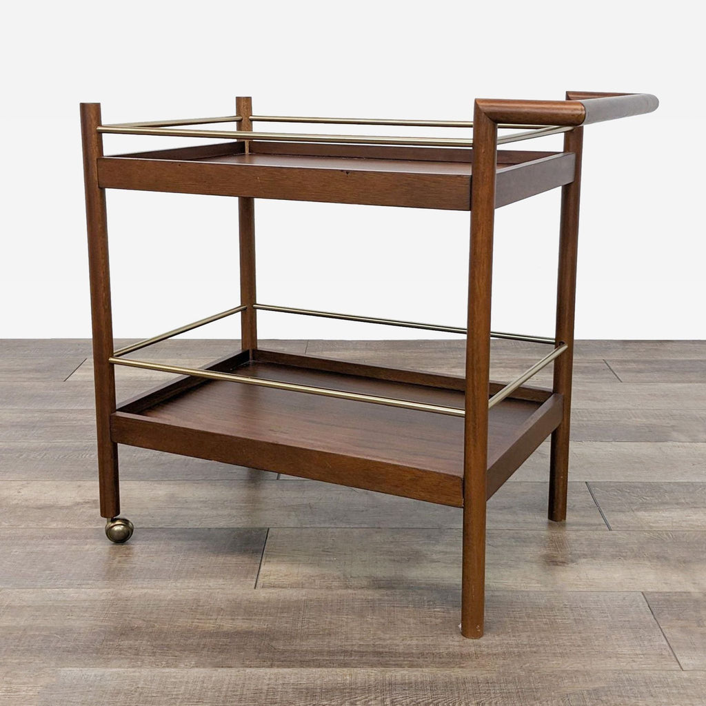 a danish modern teak and wood bar cart