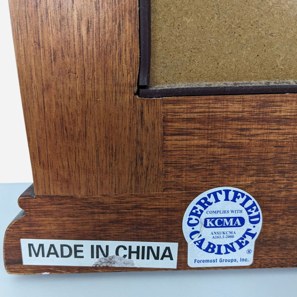 a wooden box with a label