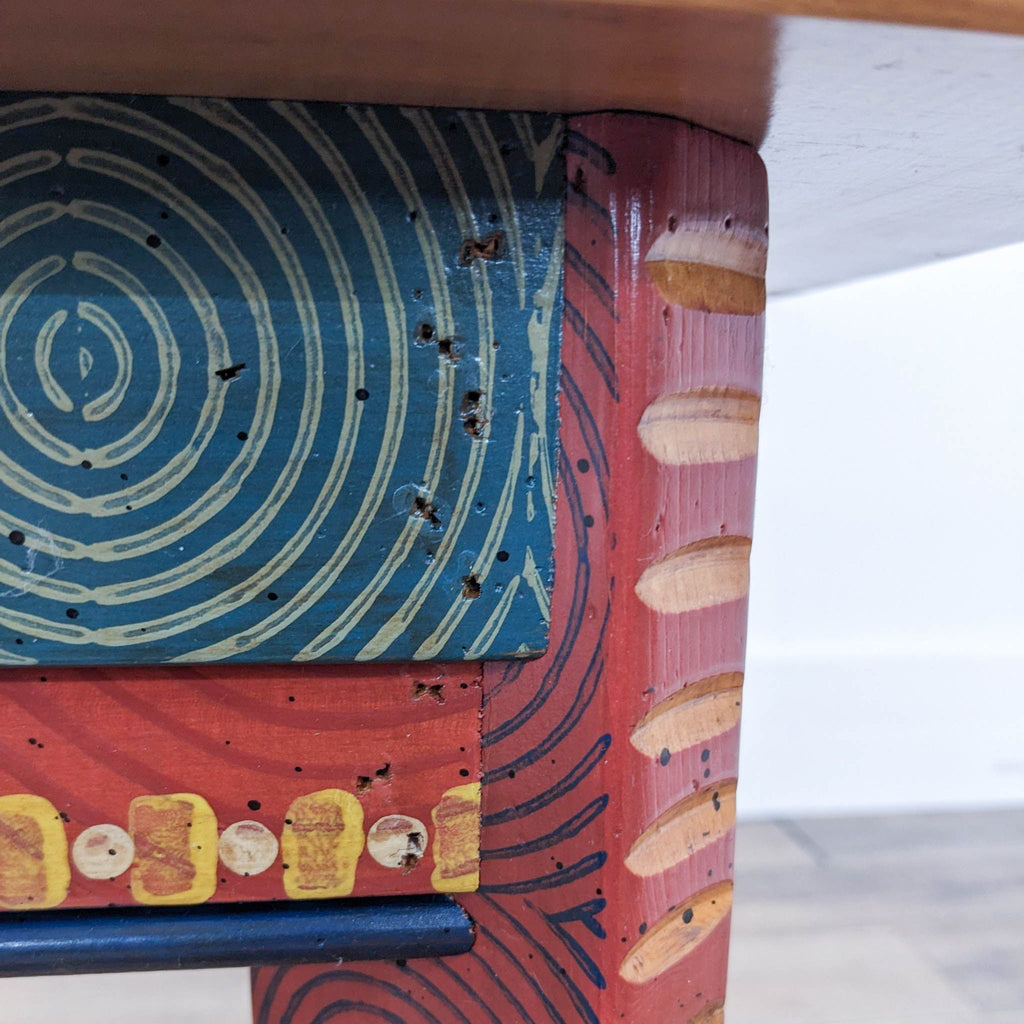 Folk Art Wood Console Table