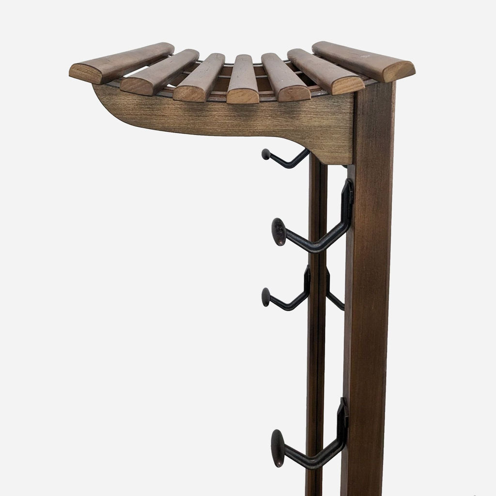 Wooden Hall Tree with Mirror, Hooks, and Bench