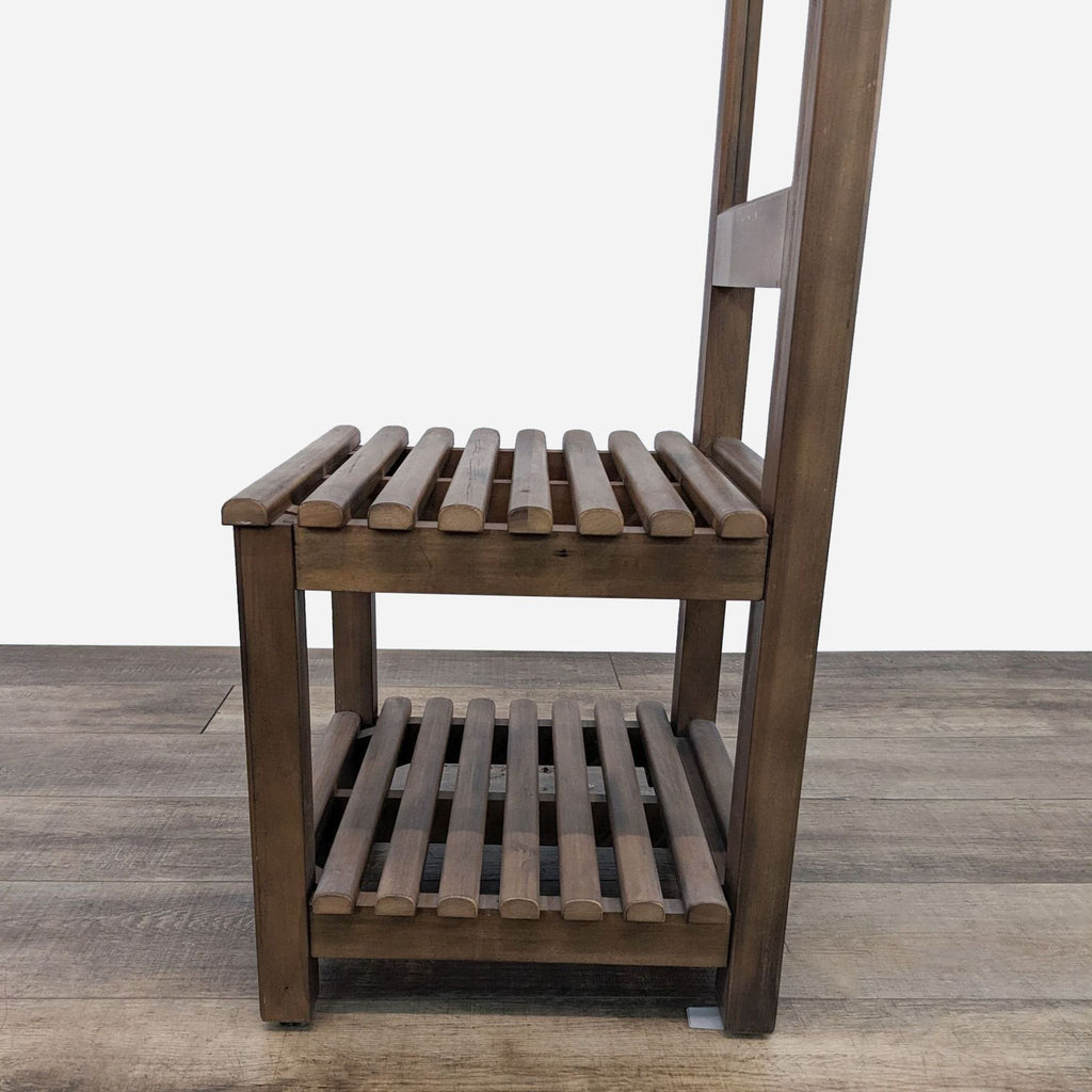 Wooden Hall Tree with Mirror, Hooks, and Bench