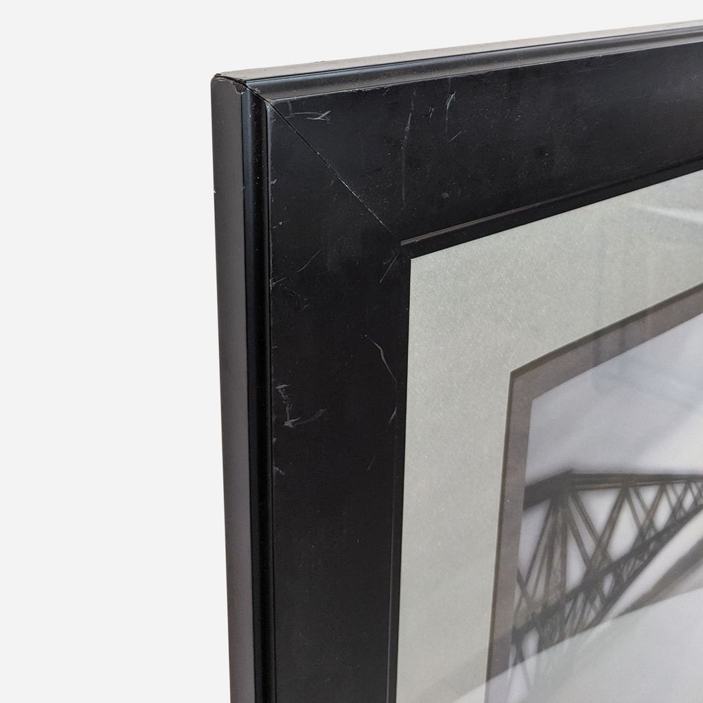 black framed art print of a bridge in the city of glasgow, scotland for sale