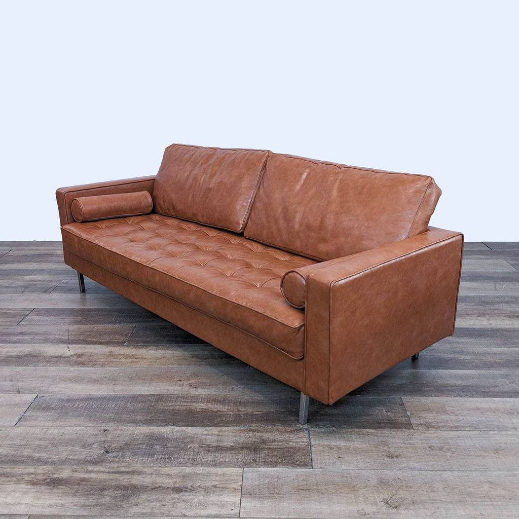 Contemporary Leather Tufted Sofa
