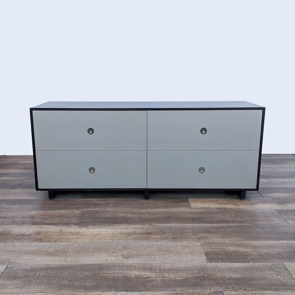 the [ unused0 ] sideboard is made of two drawers with a black metal frame and a