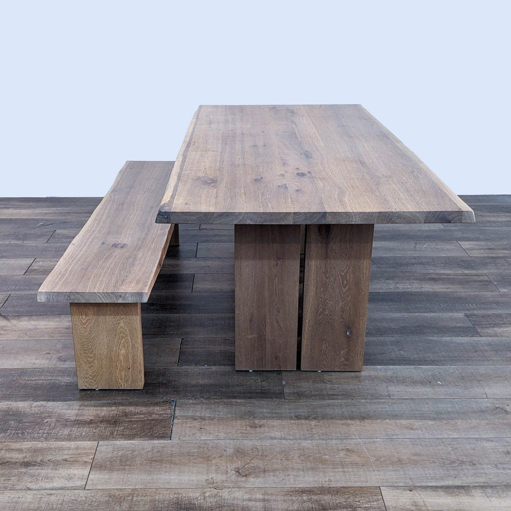 Crate and Barrel Dakota Rustic Wooden Dining Table with Bench