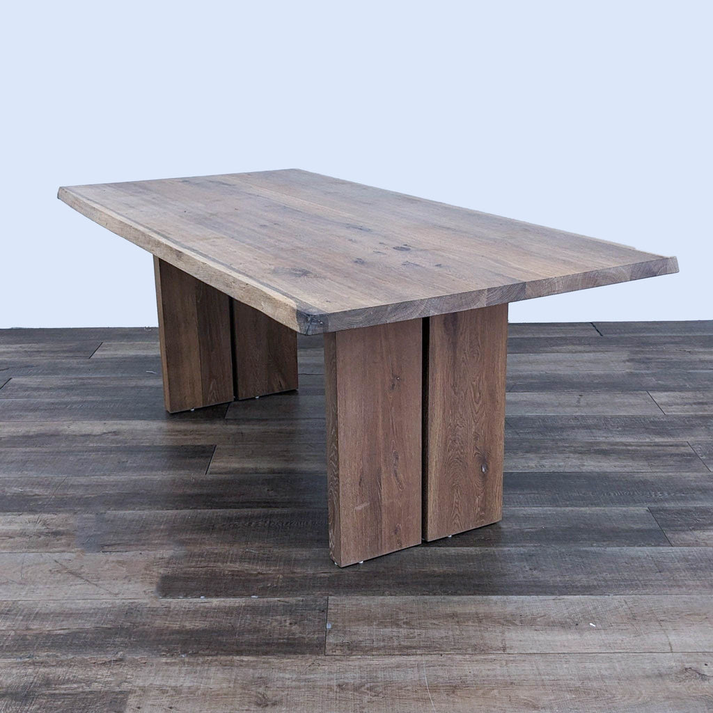 Crate and Barrel Dakota Rustic Wooden Dining Table with Bench