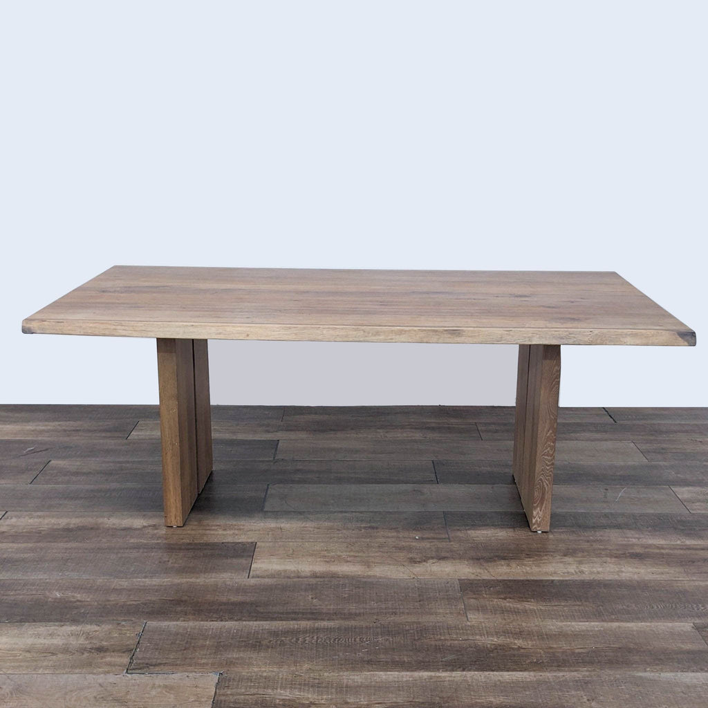 the coffee table is made from reclaimed wood.