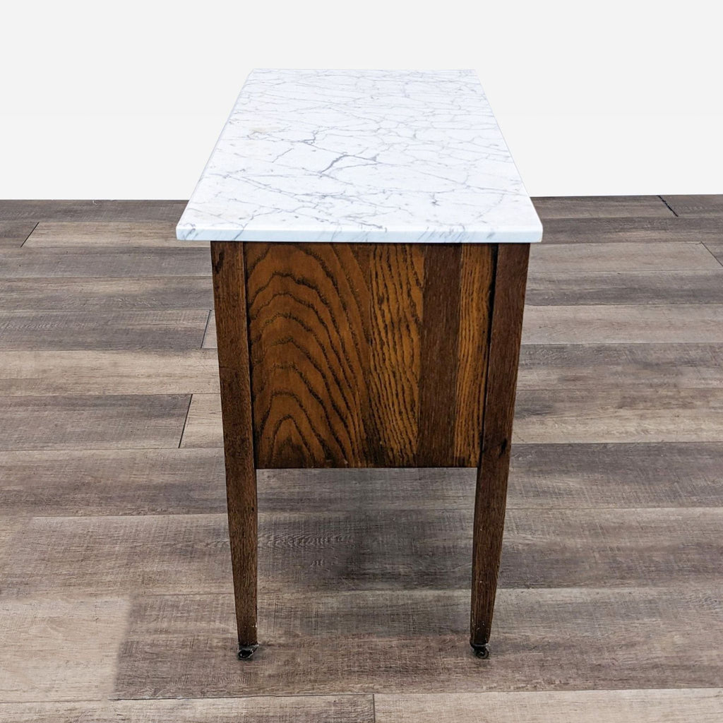 Vintage Marble Top Oak Cabinet