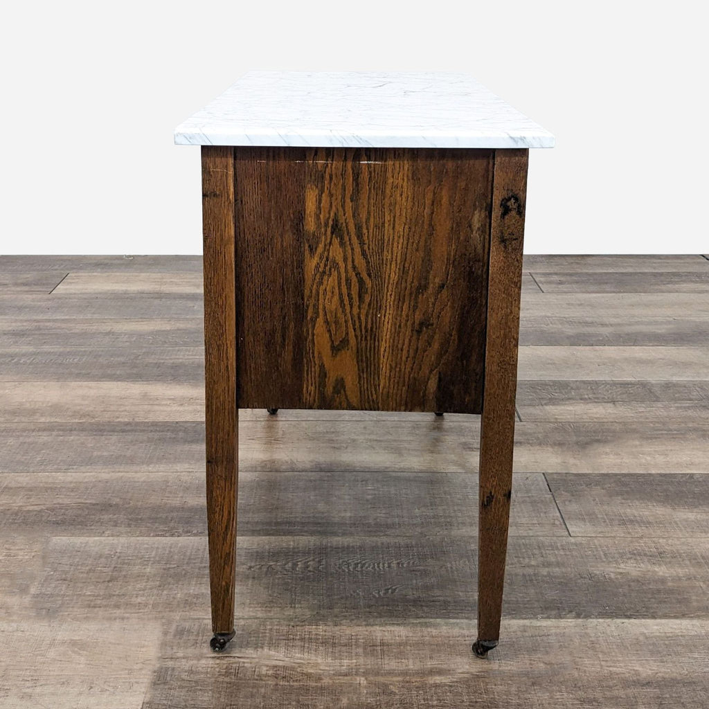 Vintage Marble Top Oak Cabinet