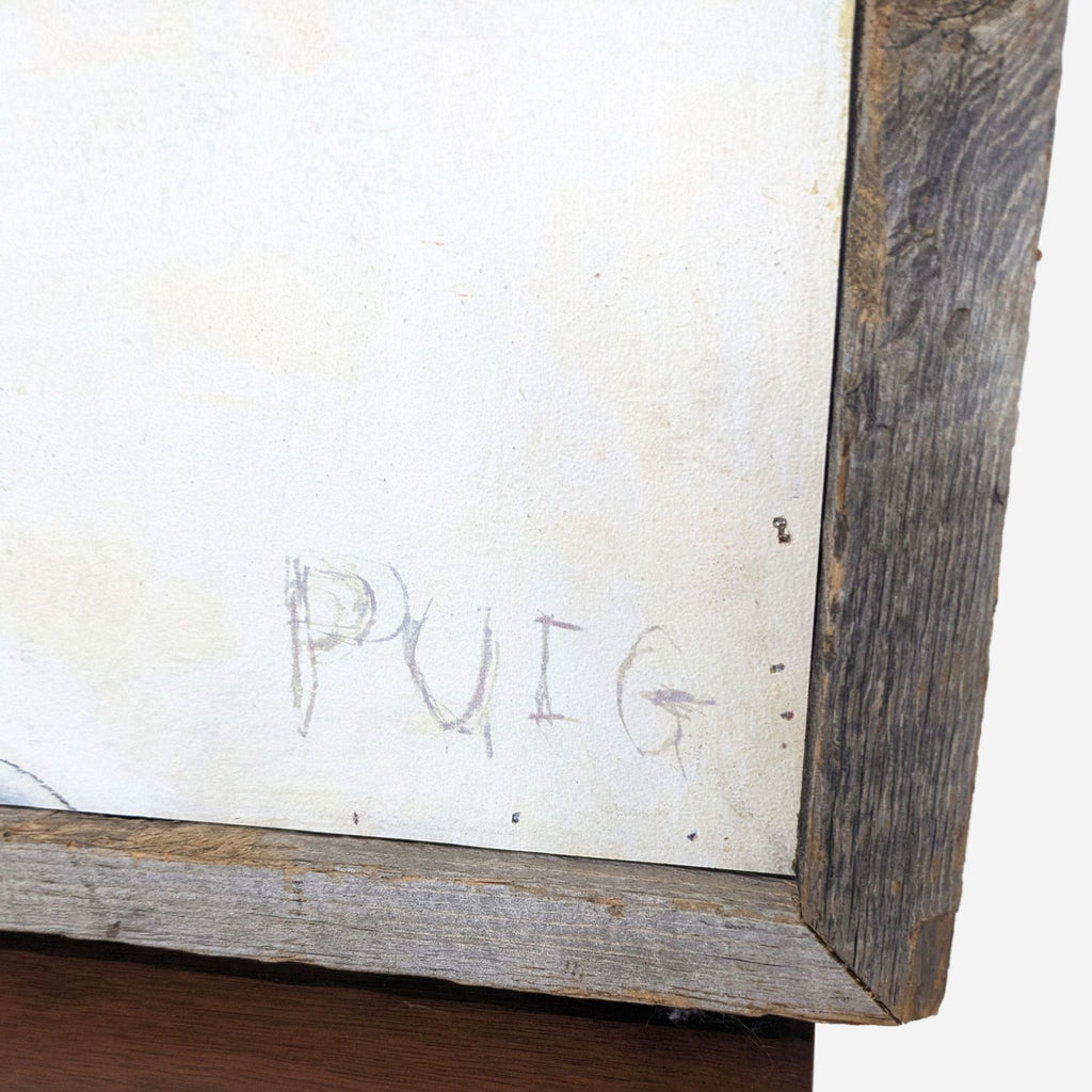 a painting of a dog with the word pug written on it.