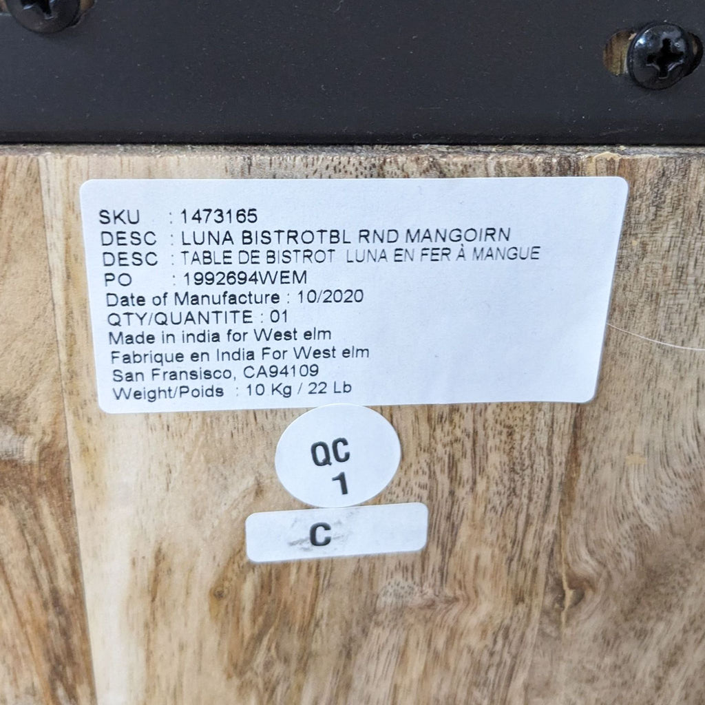 West Elm Luna Round Dining Table with Mango Top