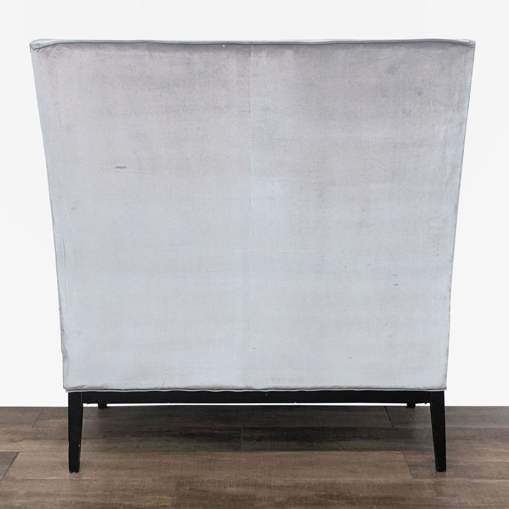 Contemporary High-Back Grey Velvet Loveseat Chair