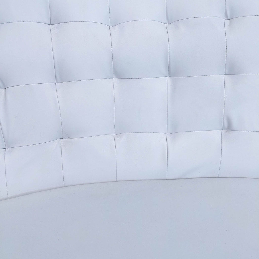 Modern White Curved Tufted Loveseat with Black Legs