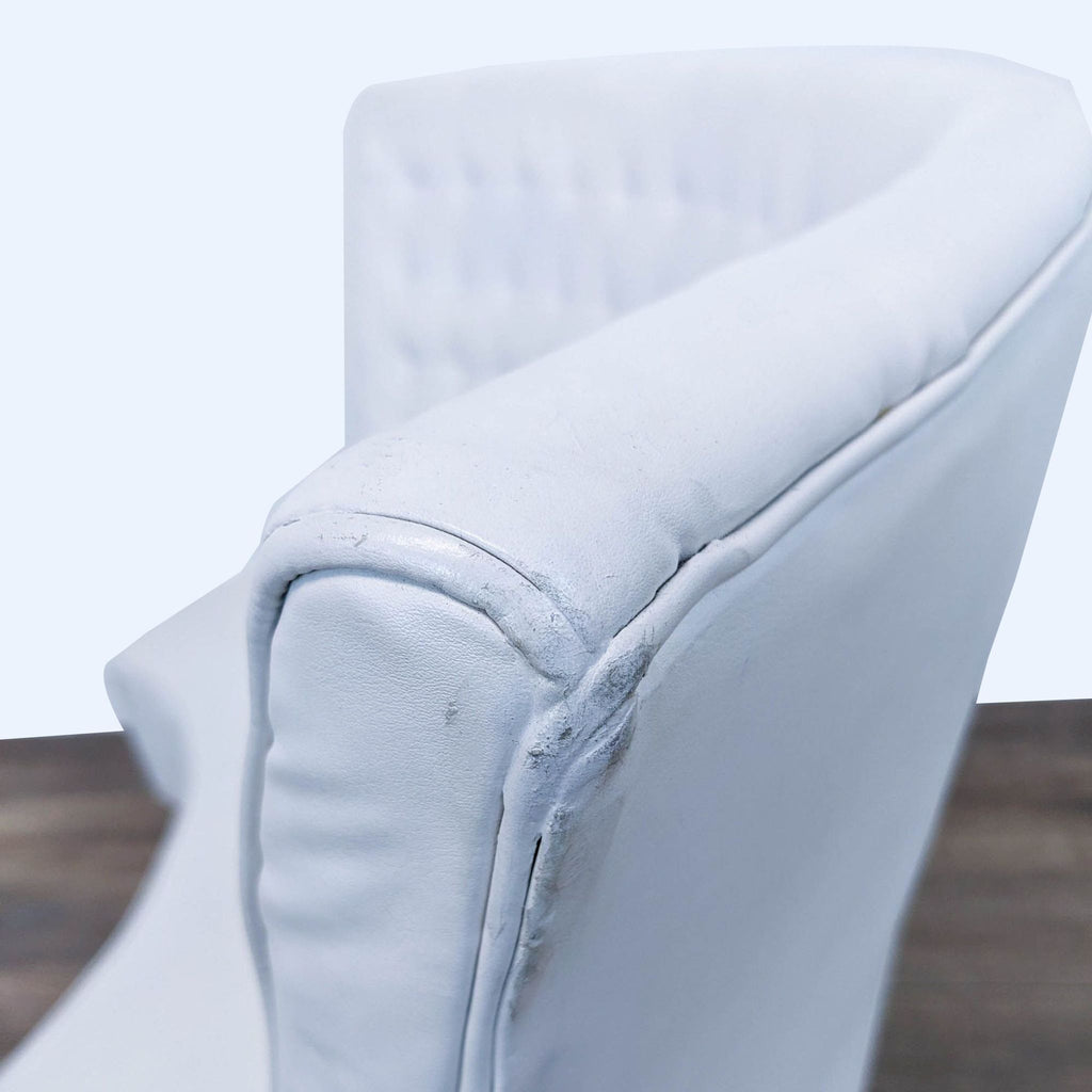 Modern White Curved Tufted Loveseat with Black Legs