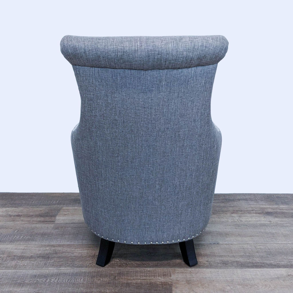 Contemporary Modern Gray Wingback Lounge Chair with Nailhead Trim