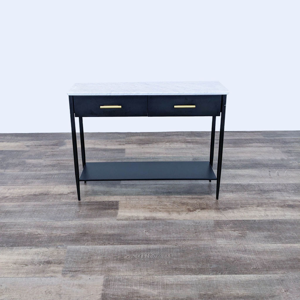 the [ unused0 ] black glass and brass console table