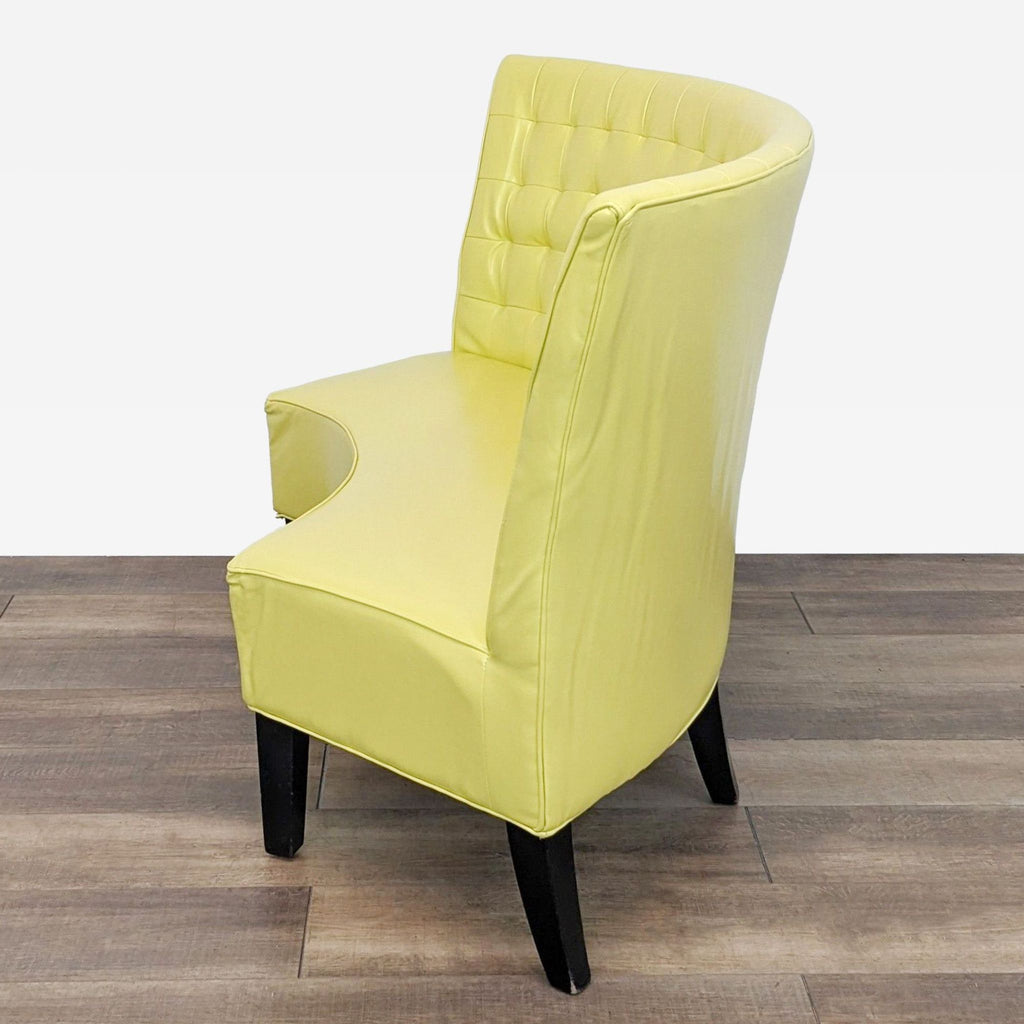 Modern Yellow Curved Tufted Loveseat with Black Legs