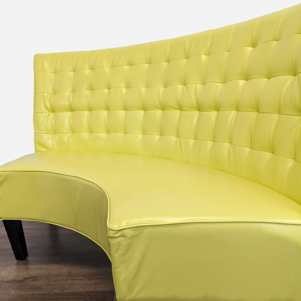 Modern Yellow Curved Tufted Loveseat with Black Legs