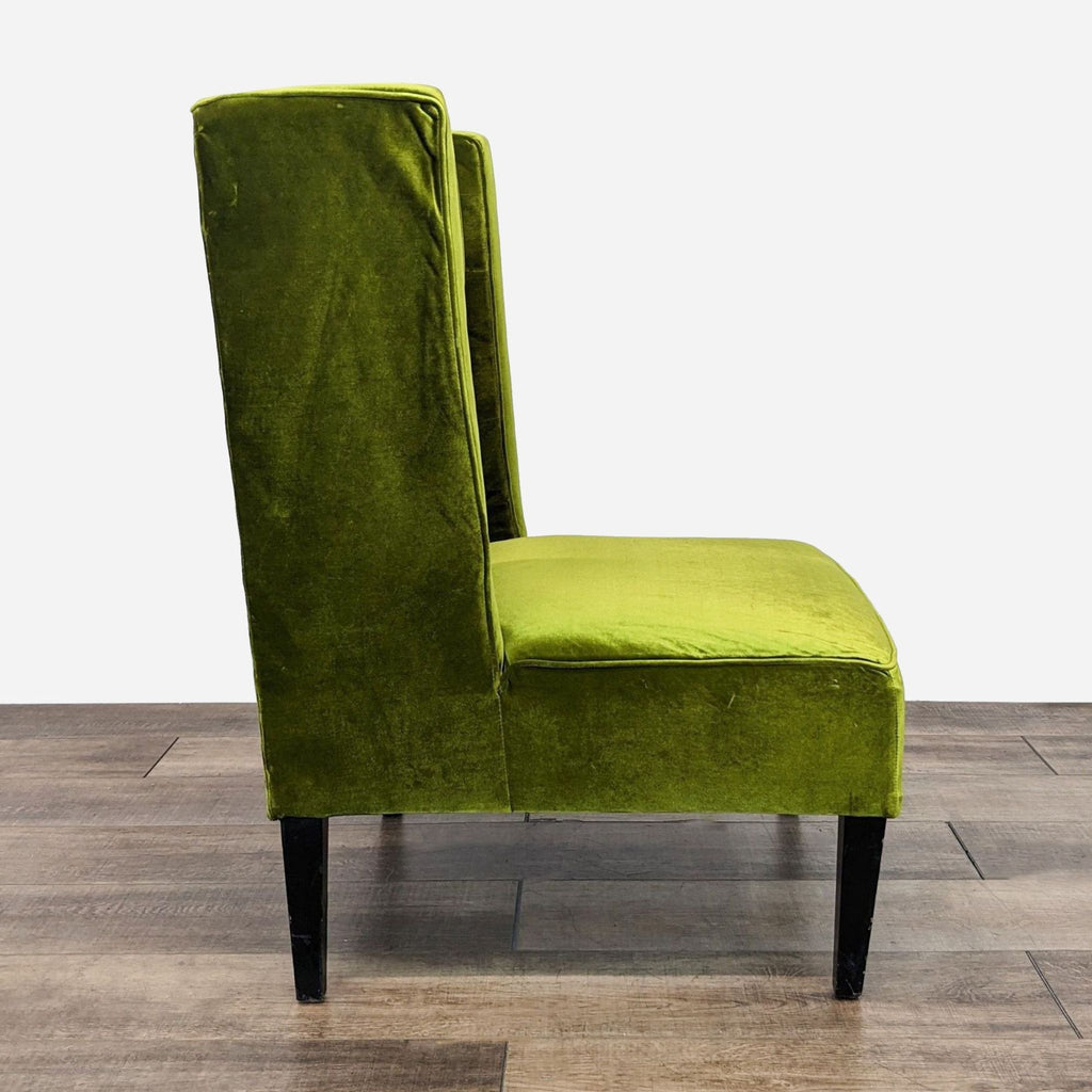 Contemporary High-Back Green Velvet Chair