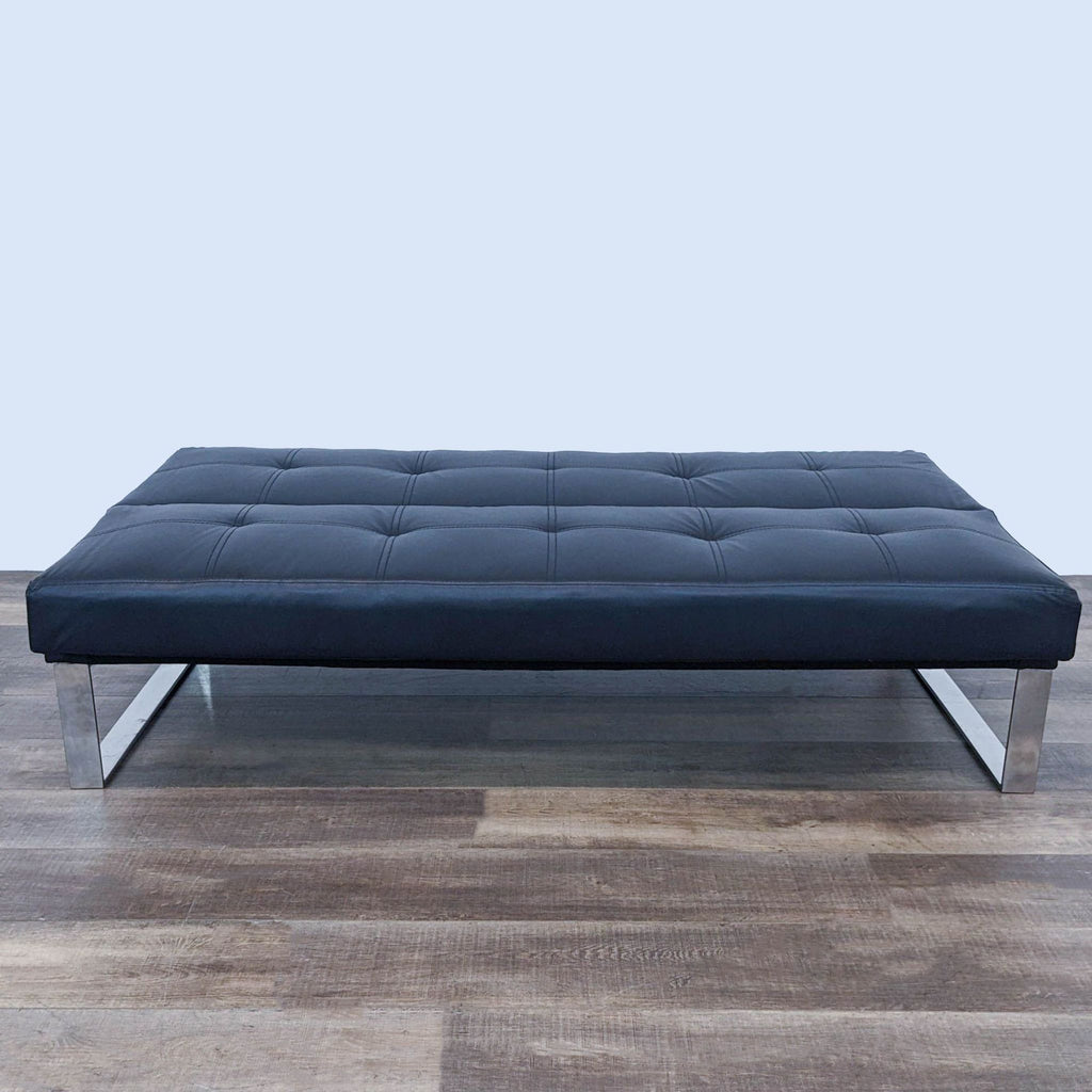 Modern Black Convertible Futon Sofa Bed with Chrome Legs