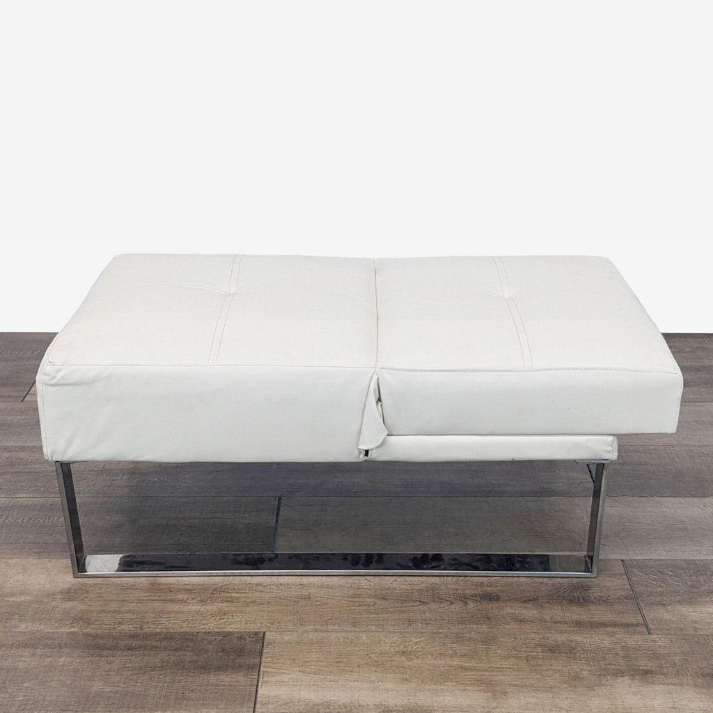 the [ unused0 ] white leather ottoman