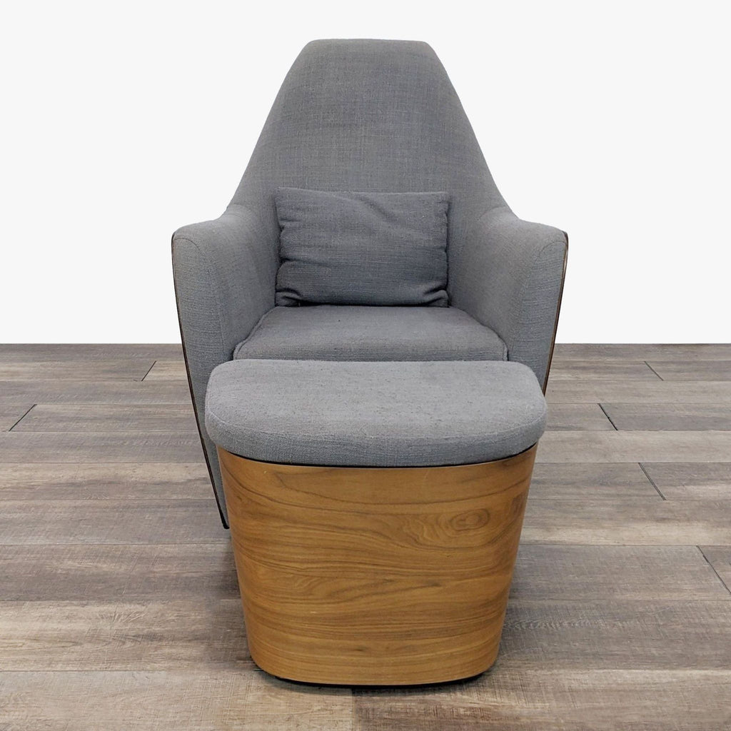 Modern Gray Lounge Chair wit Ottoman