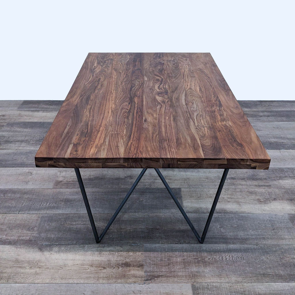 CB2 Dylan Acacia Wood Industrial Dining Table