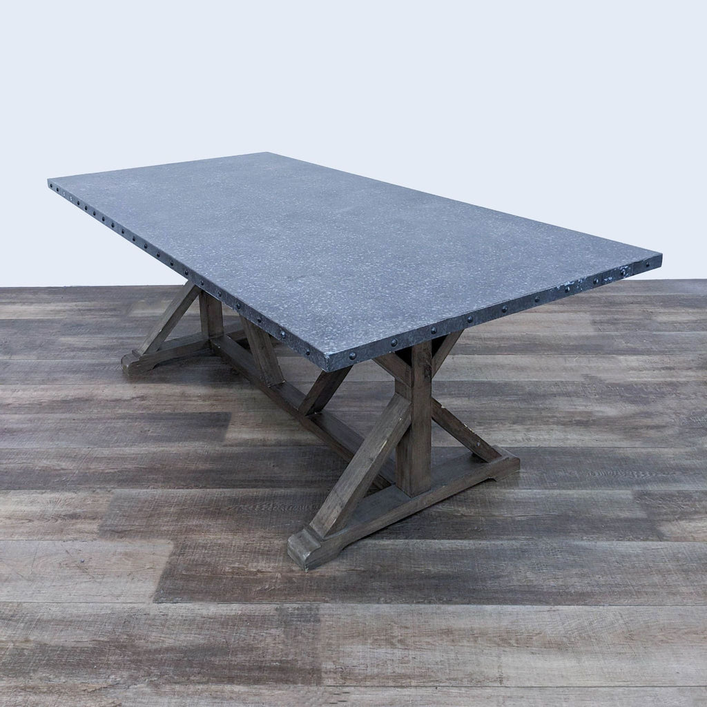 a grey slate dining table