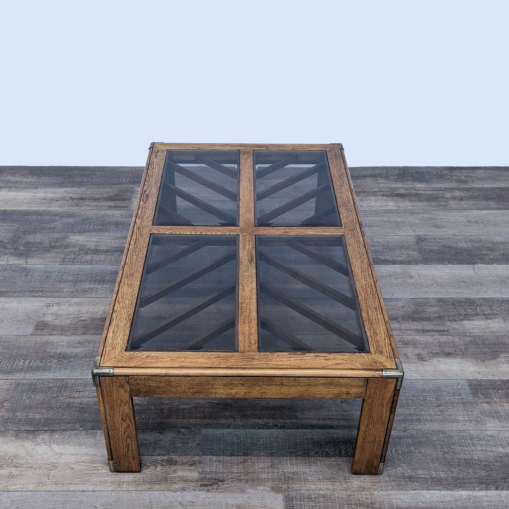 Wood Coffee Table with Glass Inserts