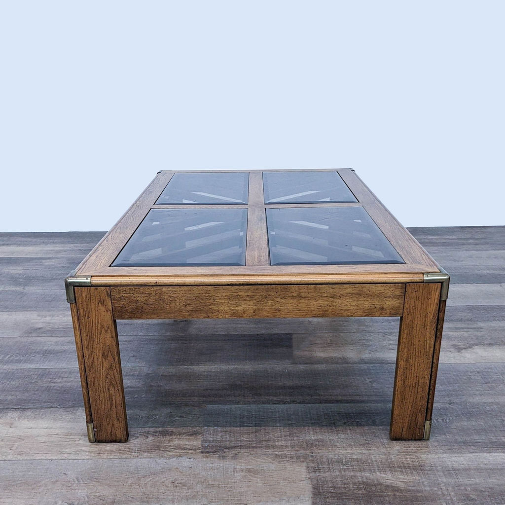 Wood Coffee Table with Glass Inserts