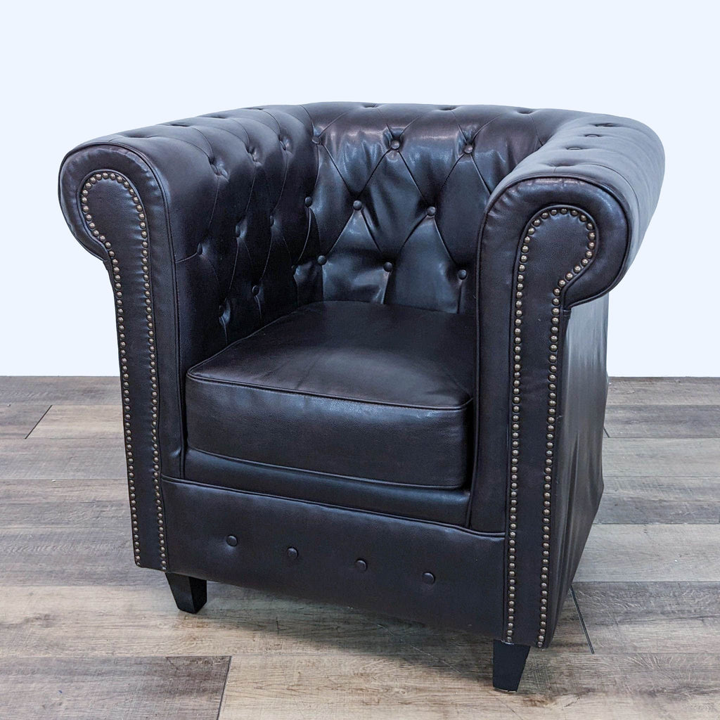 Chesterfield Style Faux Leather Lounge Chair