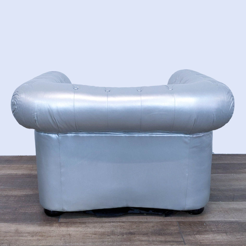 Modern Silver Chesterfield Style Lounge Chair