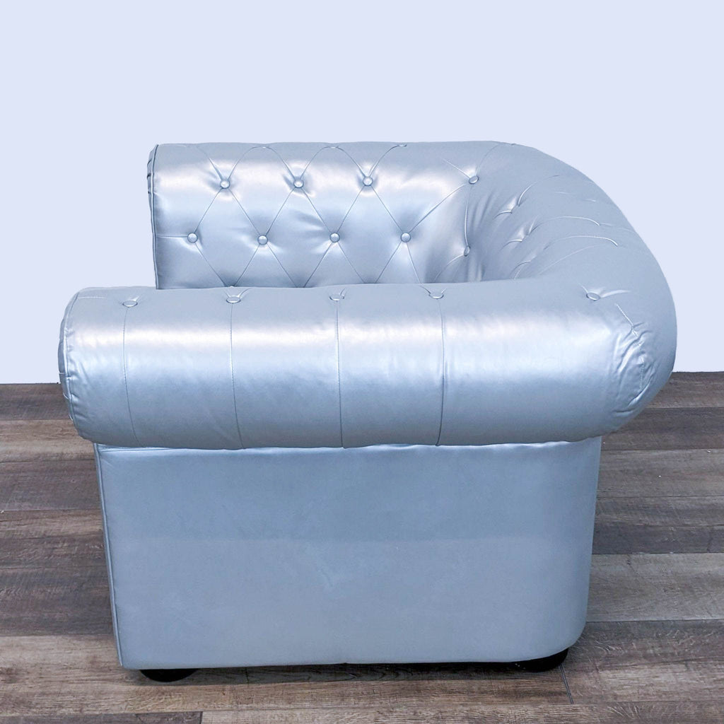 Modern Silver Chesterfield Style Lounge Chair