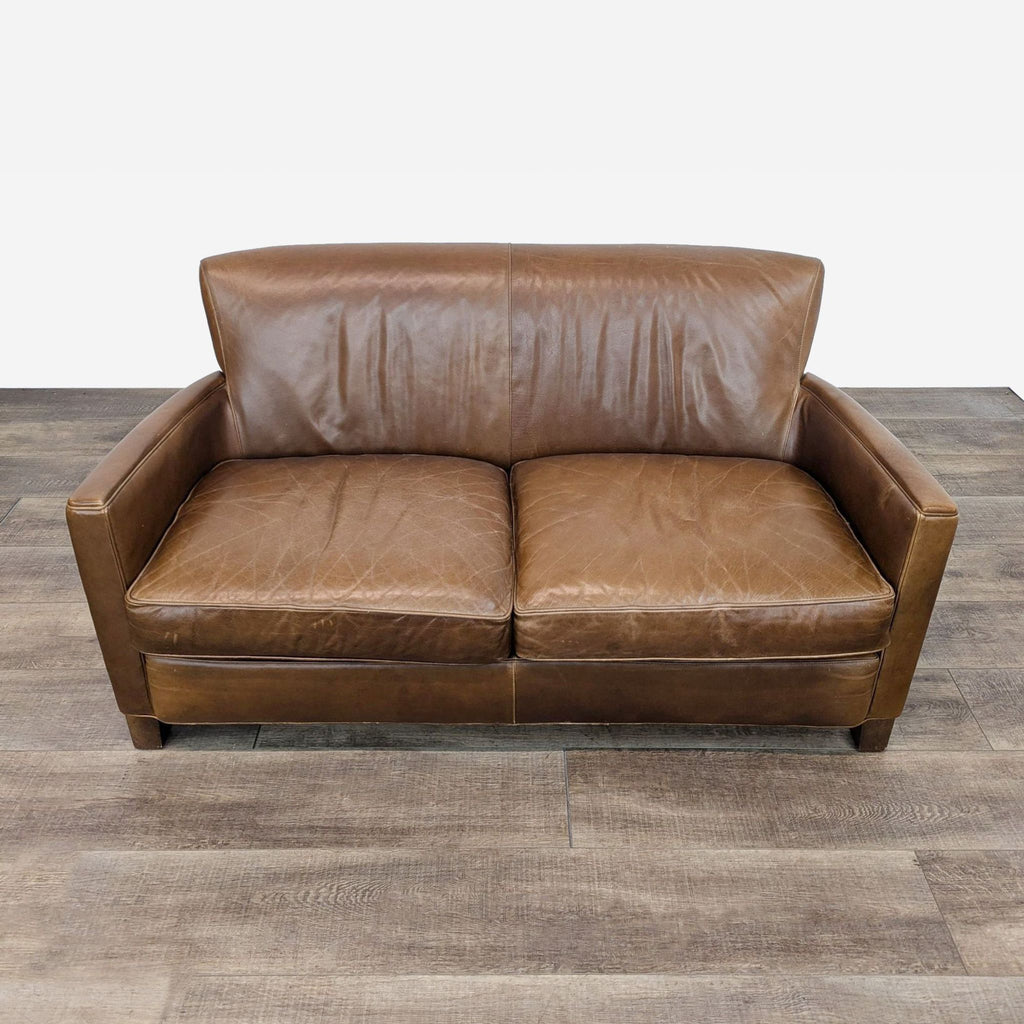 Crate & Barrel Briarwood Leather Loveseat